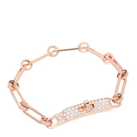 Hermès Rose Gold And Diamond Kelly Chaine Double Bracelet 